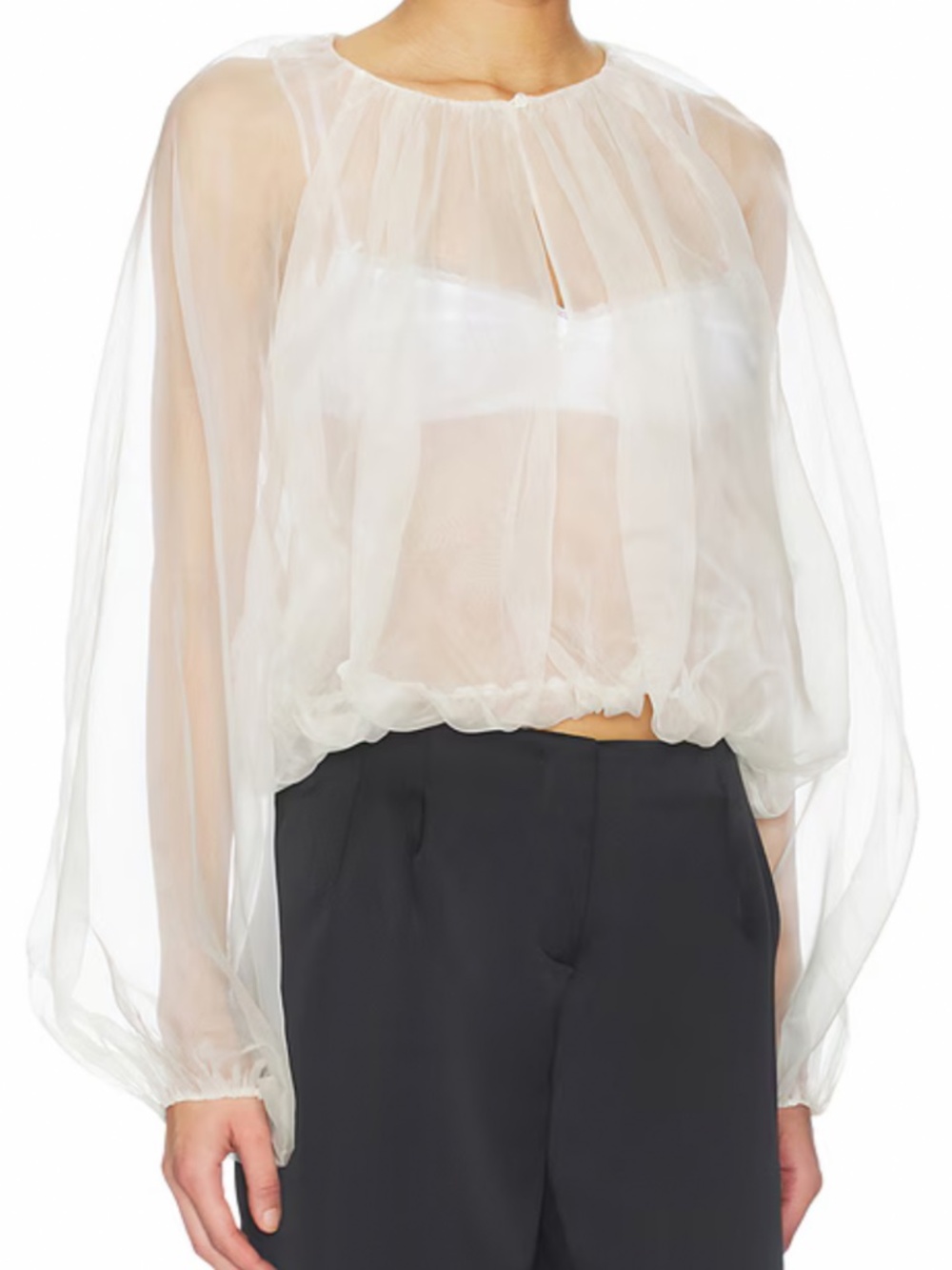 Brand New FRAME The Sheer Balloon Blouse in Cream XS - Picture 3 of 8